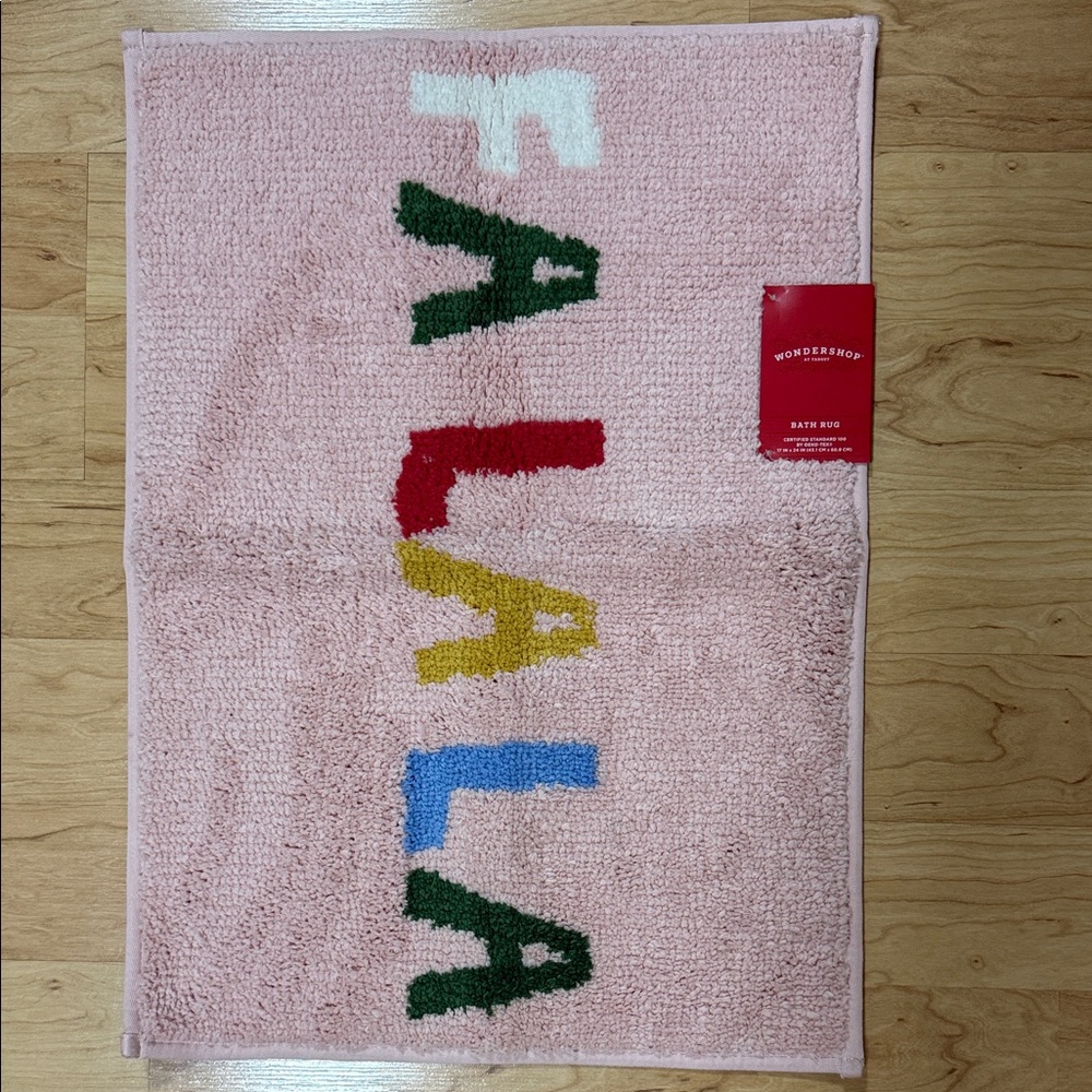 Wondershop Pink Bath Mat with Colorful 'Fa La La' Design New